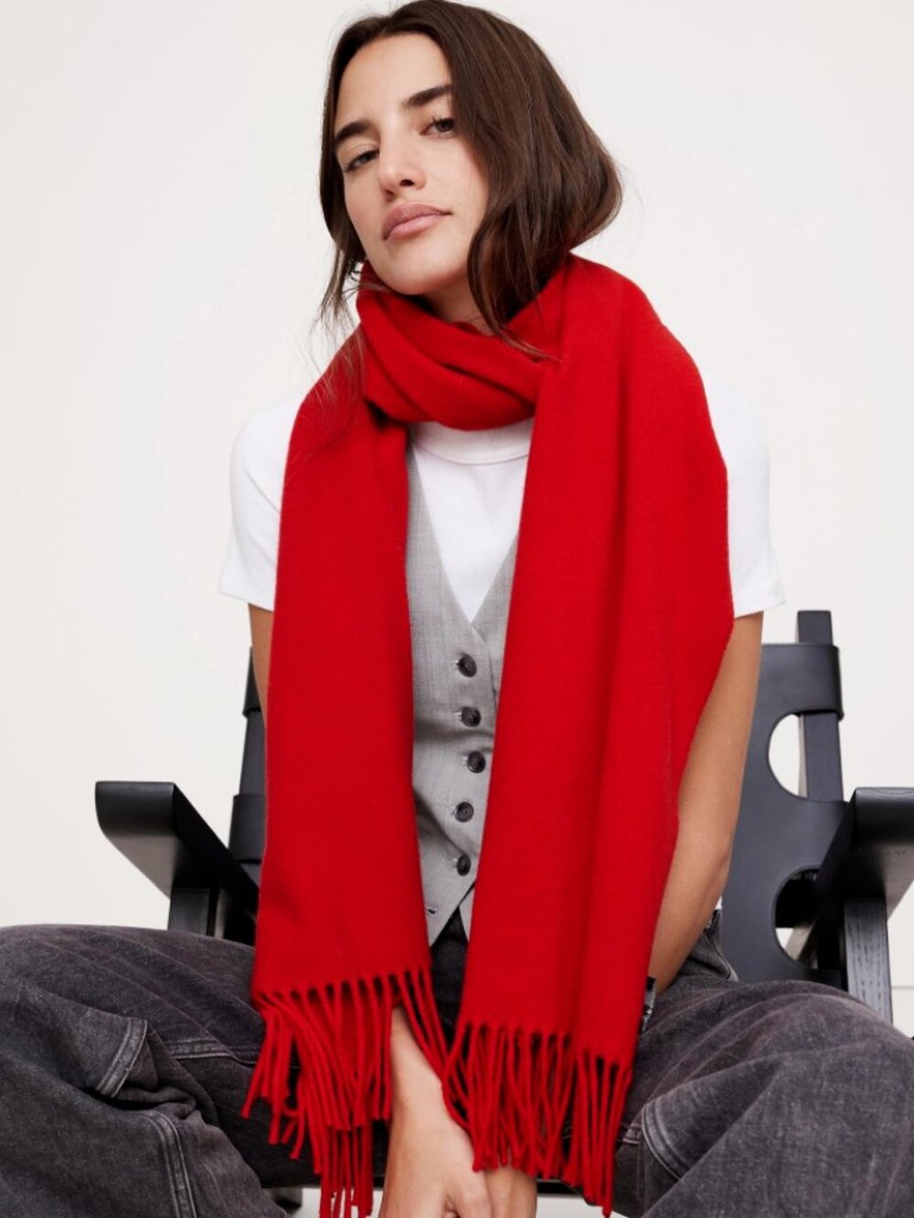Italian Wool-Cashmere Red Scarf Banana Republic Fall 2024